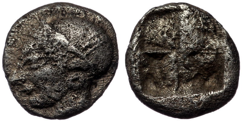 Ionia, Phokaia. ( Silver.1.17 g. 9 mm)) Obol (Circa 521-478 BC). 
Helmeted femal...