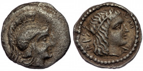 LYCIA. Dynast of Xanthos ( Silver. 0.78 g. 12 mm) Obol circa 410- 400 B.C.
Head of Athena right in crested helmet, border of dots
Rev: Head of Apollo ...