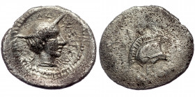 DYNASTS of LYCIA. ( Silver. 0.57 g. 12 mm) Uncertain dynast. Late 5th-early 4th century BC. AR Obol 
Helmeted head of Athena right
Rev: Head of Hermes...