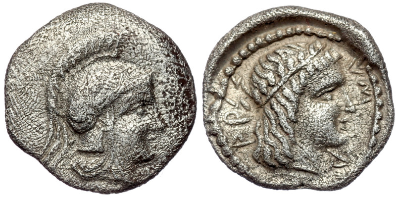 LYCIA. Dynast of Xanthos ( Silver.0.87 g. 12 mm) Obol circa 410- 400 B.C.
Head o...