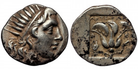 ISLANDS off CARIA, Rhodos.( Silver. 3.00 g. 17 mm) Circa 170-150 BC. AR Drachm 
'Plinthophoric' coinage. Artemon, magistrate. 
Radiate head of Helios ...