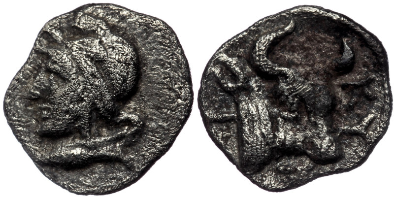 Mysia, Kyzikos( Silver. 0.34 g. 9 mm) Hemiobol. Circa 450-400 BC. 
Head of Attis...