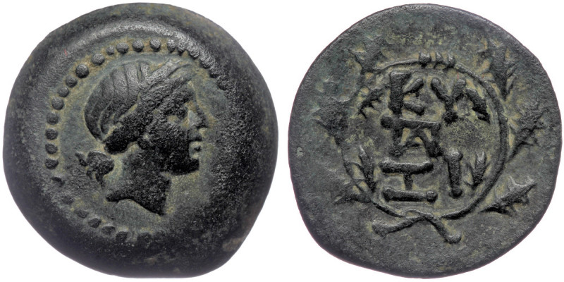 MYSIA, Kyzikos. ( Bronze. 6.39 g. 20 mm) 2nd-1st centuries BC.
Laureate head of ...
