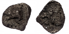 MYSIA. ( Silver. 0.23 g 9 mm) Kyzikos. Circa 450-400 BC. Obol
Forepart of boar to left;
Rev. Head of lion to left within incuse square.
Klein 264. SNG...