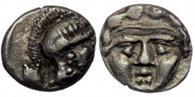 Pisidia. Selge ( Silver. 0.94 g. 10 mm) circa 250-190 BC. Obol AR 
Facing gorgoneion.
Rev: Helmeted head of Athena right; astragalos to left.
SNG Ashm...