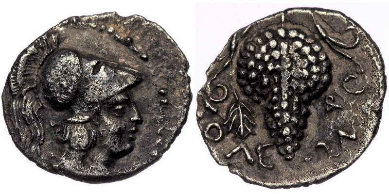 Cilicia, Soloi ( Silver.0.66g . 11 mm) AR Obol. Circa 350-330 BC.
 Head of Athen...