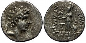 Kings of Cappadocia, ( Silver. 3.73 g. 18 mm)) Ariarathes IX Eusebes Philopator AR Drachm
Diademed head to right
Rev: Athena Nikephoros standing to le...