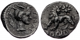 IONIA, Miletos . Circa 190. BC Obol, ( Silver. 0.61 g. 11 mm) AR
Head of apollo or artemis right
Rev: lion standing left, star abowe
Barbara Depper...