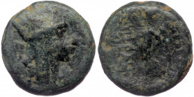 Kings of Armenia. ( Bronze.7.99 g. 19 mm) Tigranes II "the Great" 95-56 BC.
Diademed and draped bust of King right, wearing tiara, A behind.
Rev: Nike...
