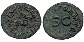 (Bronze, 3,15g, 18mm) CLAUDIUS (41-54) AE Quadrans, Rome, 41. 
Obv: TI CLAVDIVS CAESAR AVG - Hand holding scales, below, PNR 
Rev: PON M TR P IMP COS ...
