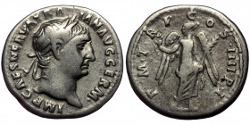 (Siilver, 3,30g, mm) TRAJAN (98-117) AR Denarius, Rome, 102. 
Obv: IMP CAES NERVA TRAIAN AVG GERM - Laureate head of Trajan to right. 
Rev: P M TR P C...