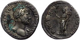(Siilver, 3,17g, 19mm) HADRIAN (117-138) AR Denarius. Rome.
Obv: IMP CAESAR TRAIAN HADRIANVS AVG - Laureate bust right, with slight drapery.
Rev: P M ...