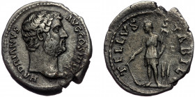 (Siilver, 3,09g, 19mm) HADRIAN (117-138) AR Denarius, Rome, 134-138. 
Obv: HADRIANVS AVG COS III P P - Bare head of Hadrian to left, drapery on left s...