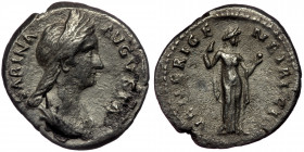 (Silver, 3,38g, 17mm) SABINA AR Denarius, Rome 134-138
Obv: SABINA AVGVSTA - Diademed and draped bust right 
Rev: VENERI GENETRICI - Venus standing ri...