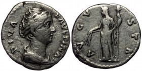 (Silver, 3,23g, 17mm) Diva FAUSTINA I (Died 141 AD) AR denarius, Rome. 
Obv: DIVA FAVSTINA - bust draped right, a large portrait 
Rev: AVGVSTA - Ceres...