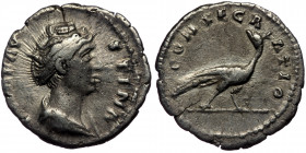 (Silver, 3,19g, 19mm) FAUSTINAI, (Died, 141) AR denarius, Rome, after, 141 
Obv: DIVA FAVSTINA - Draped bust right, hair waved and coiled on top of he...