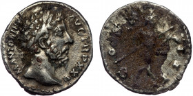 (Silver, 3,27g, 18mm) MARCUS AURELIUS (161-180) AR Denarius, Rome, 170-171 
Obv: M ANTONINVS AVG TR P XXV - Laureate head right. 
Rev: COS III - Mars,...