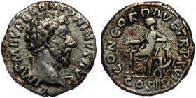 (Silver, 3,20g, 17mm) MARCUS AURELIUS (AD 161-180). AR denarius, Rome, 161-162. 
Obv: IMP M AVREL ANTONINVS AVG - bare head of Marcus Aurelius right 
...