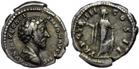 (Silver, 3,01g, 18mm) MARCUS AURELIUS (Caesar, 161-180) AR denarius, Rome, 158-159. 
Obv: AVRELIVS CAES ANTON AVG PII F - Bare head of Marcus Aurelius...