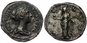 (Silver, 3,20g, 18mm) FAUSTINA II (Augusta, 147-175) AR Denarius, Rome, 147-150. Obv: FAVSTINAE AVG PII AVG FIL - Draped bust of Faustina II to right,...