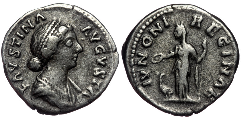 (Silver, 3,00g, 18mm) FAUSTINA II (Augusta, 147-175) AR Denarius, Rome, 161-164....