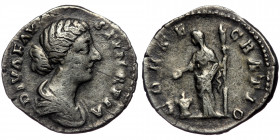 (Silver, 2,93g, 19mm) Diva FAUSTINA II (died 176) AR denarius, Rome 176-180
Obv: DIVA FAVSTINA PIA - Bust of Diva Faustina II, hair waved and fastened...