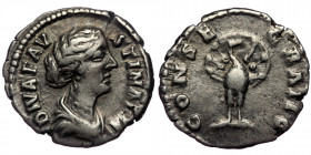 (Silver, 2,60g, 18mm) Diva FAUSTINA II (Died 175 AD AR Denarius, Rome, 
Obv: DIVA FAVSTINA PIA - Bust draped right 
Rev: CONSECRATIO - Peacock standin...