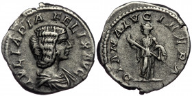 (Silver, 3,12g, 18mm) JULIA DOMNA (Augusta, 193-217) AR Denarius, Rome, 211-217. 
ObvŁ IVLIA PIA FELIX AVG + Draped bust of Julia Domna to right. 
Rev...