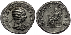(Silver, 1,81g, 19mm) JULIA DOMNA (193-217) AR Denarius. Rome, 211-217. 
Obv: IVLIA PIA FELIX AVG - draped bust to right 
Rev: VENVS GENETRIX - Venus ...