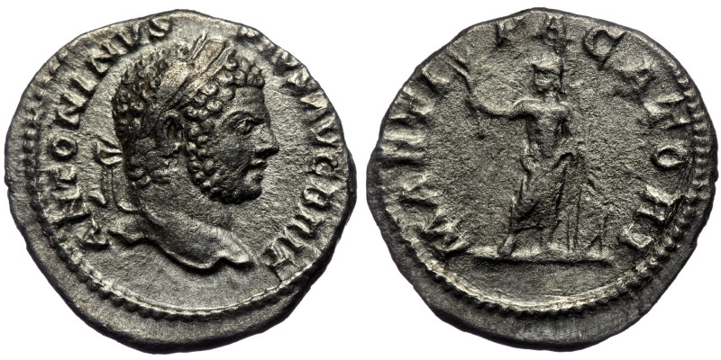 (Siilver, 3,01g, 19mm) CARACALLA AR Denarius, Rome, 201-213. 
Obv: ANTONINVS PIV...