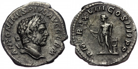 (Silver, 2,99g, 19mm) CARACALLA (198–217) AR Denarius, Rome, 215, 
Obv: ANTONINVS PIVS AVG GERM - Laureate head right 
Rev: P M TR P XVIII COS IIII P ...