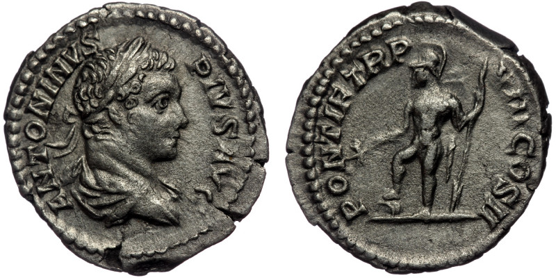 (Silver, 3,39g, 19mm) CARACALLA (198-217) AR Denarius. Rome, 205. 
Obv: ANTONINV...