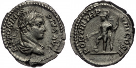 (Silver, 3,39g, 19mm) CARACALLA (198-217) AR Denarius. Rome, 205. 
Obv: ANTONINVS PIVS AVG - laureate and draped bust to right 
Rev: PONTIF TR P VIII ...