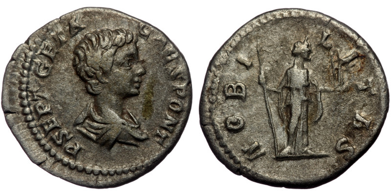 (Siilver, 3,19g, 19mm) GETA (Caesar, 198-209) AR Denarius, Rome, 200-202. 
Obv: ...
