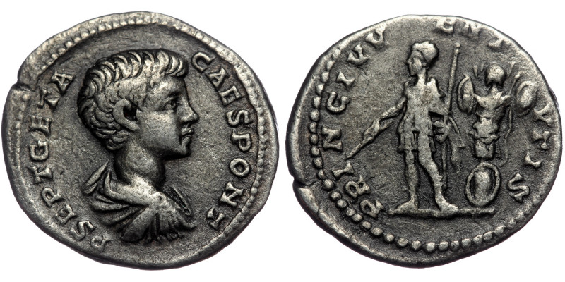 (Siilver, 3,00g, 19mm) GETA (Caesar, 198-209) AR Denarius. Rome.
Obv: P SEPT GET...