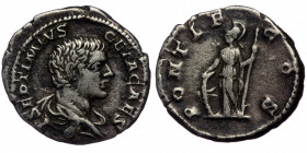 (Silver, 3,41g, 20mm) GETA (Caesar, 198-209) AR Denarius, Rome, 205-208. 
Obv: P SEPTIMIVS GETA CAES - Bare-headed and draped bust of Geta to right. 
...