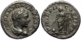 (Silver, 2,81g, 19mm) ELAGABALUS (218-222) AR Denarius, Rome, 219. 
Obv: IMP ANTONINVS AVG - Laureate and draped bust of Elagabalus to right. 
Rev: P ...