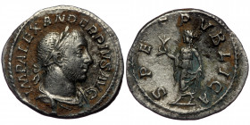 (Silver, 2,20g, 20mm) SEVERUS ALEXANDER (222-235) AR Denarius, Rome, 232 AD.
Obv: IMP ALEXANDER PIVS AVG - laureate and draped bust right, seen from f...