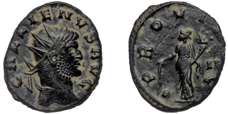 (Bronze, 4,10g, 20mm) Gallienus (253-268) BL Antoninianus, Siscia, 267. 
Obv: GA...