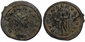 (Bronze, 3,36g, 21mm) GALLIENUS BI Antoninianus. Antioch, 266-269. 
Obv: GALLIENVS AVG - radiate and cuirassed bust to right 
Rev: IOVI CONSERVATORI -...