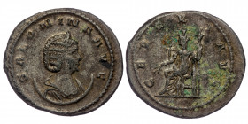 Salonina (Augusta, 254-268) AE silvered Antoninianus, 264-265. 
Obv: SALONINA AVG - draped bust right, wearing stephane, set on crescent 
Rev: CERERI ...