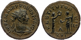 (Bronze, 3,89g, 21mm) Probus (276-282) AD AE Anton -inianus, Siscia 
Obv: IMP C M AVF PROBVS P F AVG - Radiate, draped and cuirassed bust of Probus ri...