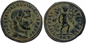 (Bronze, 6,53g, 24mm) GALERIUS MAXIMIANUS (305-311) AE Follis. Antioch.
Obv: IMP C GAL VAL MAXIMIANVS P F AVG - Laureate head right.
Rev: VIRTVS EXERC...