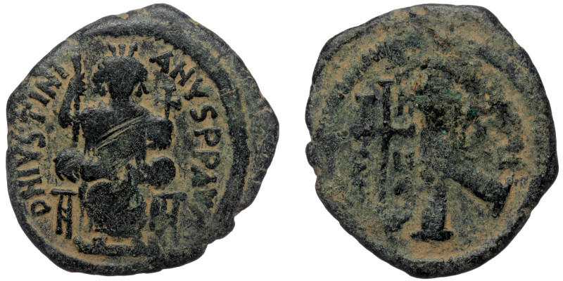 Justinian I. ( Bronze. 8.10 g. 27 mm)527-565. AE half follis Antioch mint.
DN IV...