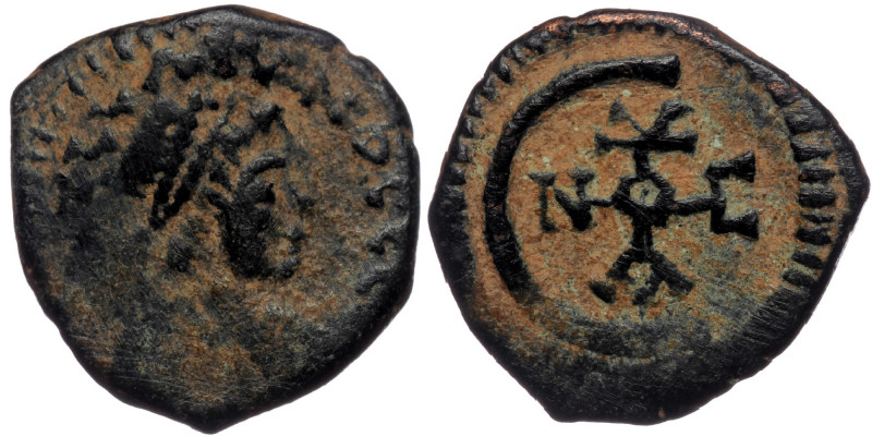 Justinian . ( Byzantine. 2.22 g. 17 mm) Pentanummium. Theoupolis (Antioch), stru...