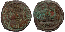 Justin II and Sophia ( Bronze. 14.58 g. 30 mm)AD 565-578. Theoupolis (Antioch)
Justin II, on left, and Sophia, on right, seated facing on double thron...