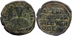 Leo VI ( Bronze. 5.79 g. 28 mm) 886-912 AD, AE follis, Constantinople
Crowned bust of Leo
Rev: Inscription of four lines
DOC IIIb 8, SB 1728