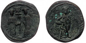 Constantine X Ducas and Eudocia ( Bronze. 7.14 g. 29 mm) (1059-1067) Constantinople
Christ standing facing on footstool, wearing nimbus and holding Go...