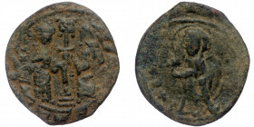 (Bronze, 5,78g, 29mm) Constantine X Ducas and Eudocia (1059-1067) Constantinople, Follis Æ
Obv: + EMMA-NOVHΛ Christ standing facing on footstool, wear...