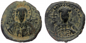 (Bronze, 8,26g, 27mm) Michael VII Ducas (1071-1078) Æ follis, Constantinople mint. 
Obv: IC-XC - nimbate bust of Christ facing, nimbate cross behind h...
